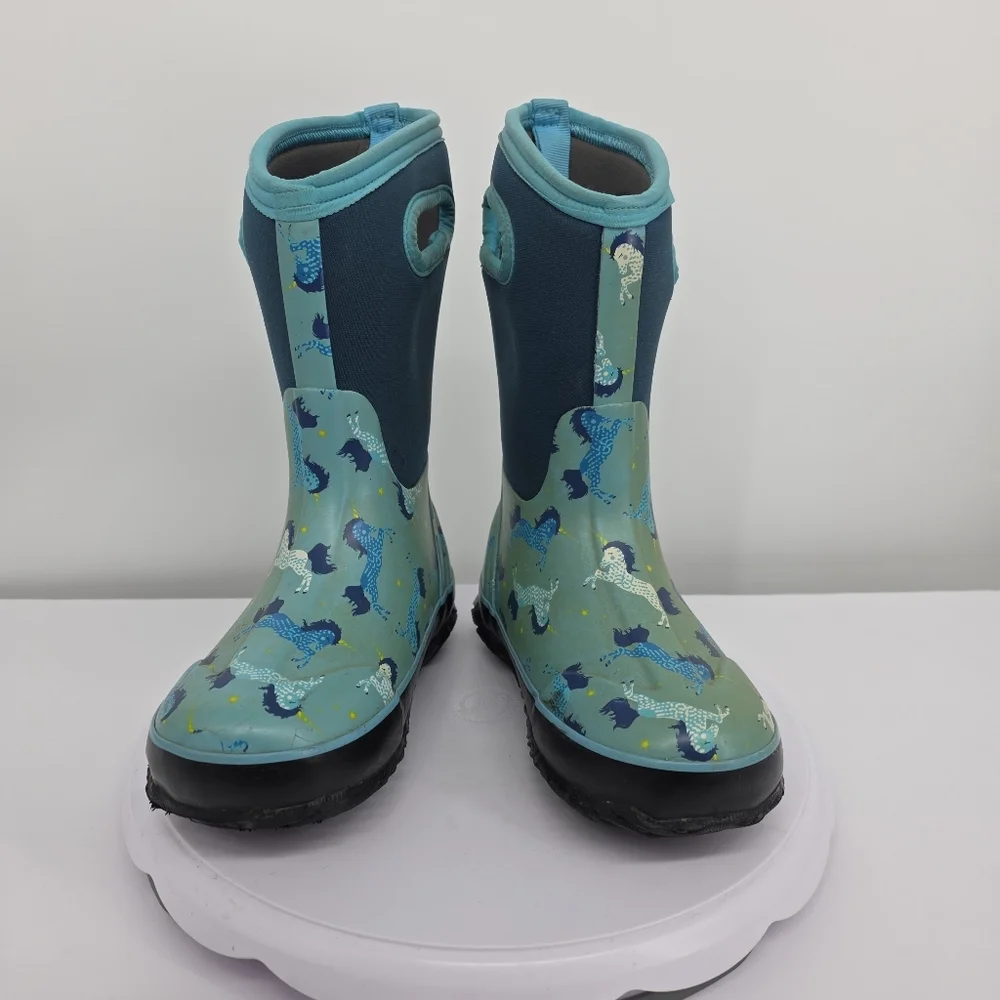 Bogs Kids Size 13 Classic Unicorn Bountiful Waterproof Insulated Rain Boots Teal